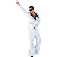 Déguisement disco homme blanc et argent - Adulte - Polyester - Veste, gilet et pantalon