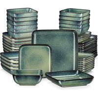 Service de Table 48 Pièces, vancasso Assiette, Série STERN-G Argile de poterie émaillée au four - Vert