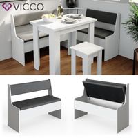Banc coffre cuisine Vicco Roman 107cm blanc - Rangement sous assise - Montage facile - Design intemporel