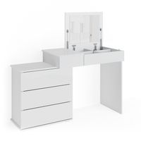 Vicco  Coiffeuse Lotos blanche, table de maquillage, 4 tiroirs, commode