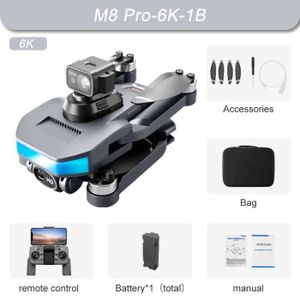 DRONE Pro 6K 1B-Drone M8 Pro GPS avec caméra HD 6K, lase