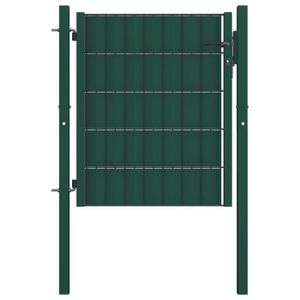 PORTAIL - PORTILLON Porte de jardin MVS - Portail de clôture PVC et acier 100x101 cm Vert ,17,6 Kg