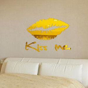 À faire soi-même 3D Kiss Lip Mirror Wall Stickers Mariage Fête Chambre Décoration Art Autocollant Vinyle