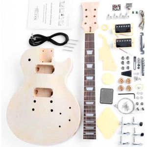 Festnight DIY Kit de Guitare Électrique Guitare Inachevée Outil de Bricolage Pickup Bois Corps de Guitare