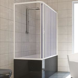 PORTE DE BAIGNOIRE Pare baignoire douche en Plastique PVC - Nadia Latérale - 70x170 cm - Porte pliante - Blanc Mat