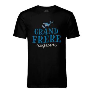 T-SHIRT T-shirt Homme Col Rond Noir Grand Frère Requin Fam