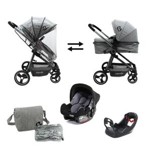 Pack nacelle + poussette + cosy, avec base Isofix, ensemble 3 roues