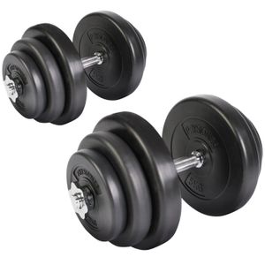 HALTÈRE - POIDS Haltères / Poids de Musculation - Physionics® - 2 x 20 kg - Barres Courtes et Fermoirs - Disques pour Fitness