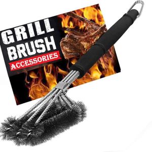 USTENSILE Brosse Barbecue, 3 en 1 Brosse Nettoyage Barbecue, Poils Acier Inoxydable pour Nettoyer Rapidement & Efficacement Tous Les Grils