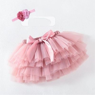 Nouveau Né Bébé Jupe Tutu Avec Mignon Bandeau Fleur Photo rose clair