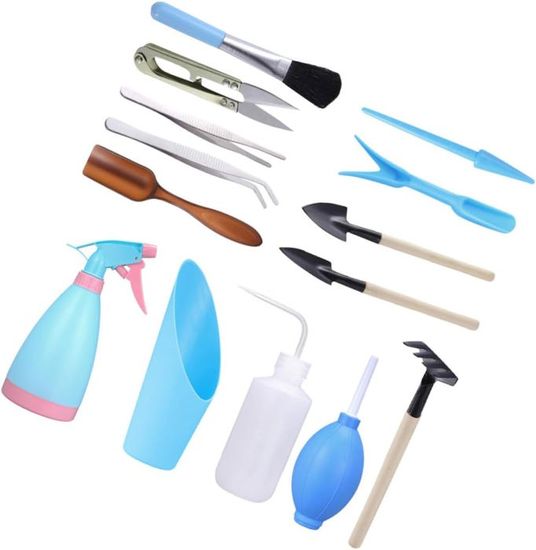 Kit De 6 Mini Outils De Jardinage - Pelle, Râteau, Griffe En Acier Inoxydable Et Bois - Parfait Balcon Et Débutants