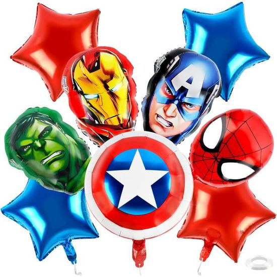 Ballons Aluminium Spider 5 Pièces | Décoration Anniversaire Enfant | Ballons Chiffre Et étoiles Rouge Et Bleu - 9