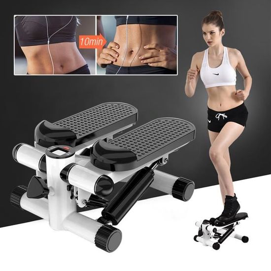 Équipement de Fitness Twist, Mini Stepper de Gym à Domicile, avec Plaque de Taille torsadée/haltère/Main Courante/Corde élastique/écran LCD, Charge 660 LB Hello