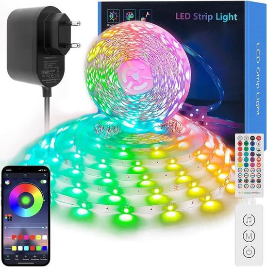 Ruban LED, Led Chambre 20M Bluetooth Bande LED RGB 24V, Bande Lumineuse LED  RGB 313040458411
