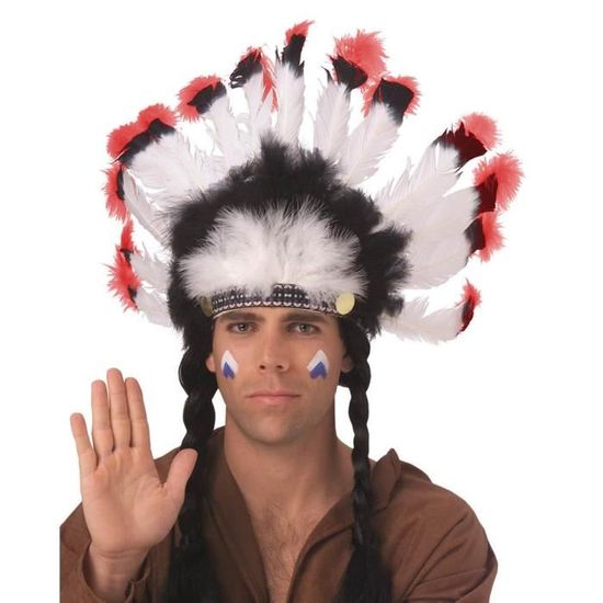 Coiffe En Plumes Style Amérindien - Accessoire Déguisement Pour Enfants Et Adultes (Fêtes, Halloween)
