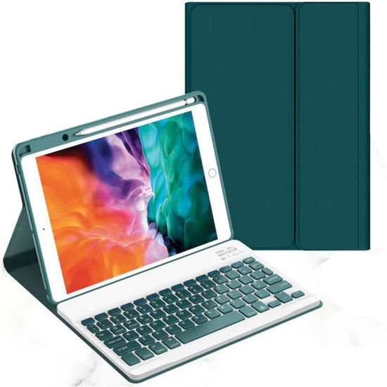 Étui-clavier pour Ipad 10,2 pouces 9ème 8ème 7ème génération, Ipad Pro Air  3, Pro 10.5, Housse en cuir mince avec clavier tactile détachable / trou de  crayon