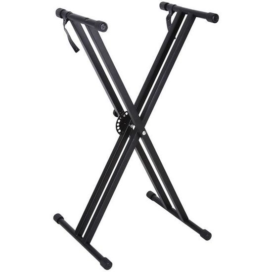 Classic Cantabile Support Double X Pour Synthétiseur/Piano Numérique – Réglable 63-96 Cm – Noir Robuste Et Pliable