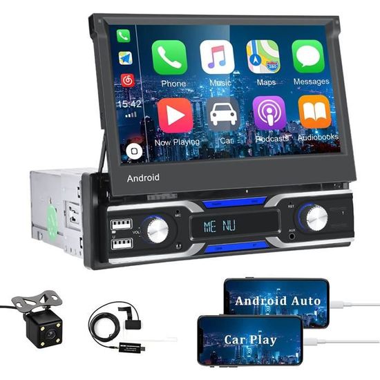 Autoradio 1 Din Con Carplay E Android Auto – Schermo 7", Telecamera Retrovisore, Bluetooth, Mirror Link