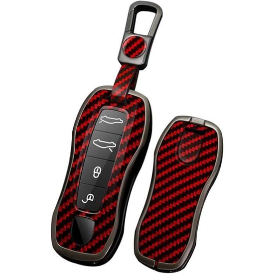 Custodia Protettiva In TPU Per Chiave Auto Porsche (911, Taycan, Macan, Boxster) - 3 Tasti - Design Linee Oro - Colore Rosso