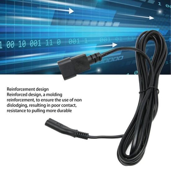 Câble d'alimentation électrique IEC-60320 3m. Fiche C7 Femelle à Bipolaire  mâle [307] - Cdiscount Informatique