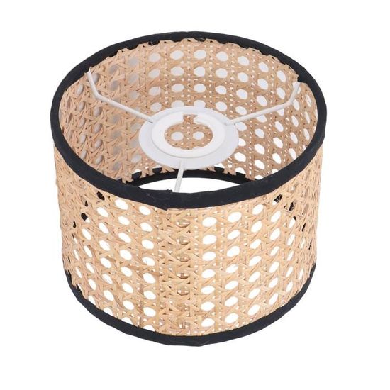 Abat-jour En Rotin Tissé Main - Diamètre 16 Cm, Hauteur 12 Cm, Compatible Douille E27/E14, Style Nature - 3