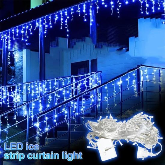 Guirlande Lumineuse Extérieur 'pluie De Glace' Bleu - 9 M, 300 LED, étanche IP44, 8 Modes + Minuterie - Décoration Noël, Jardin, Balcon