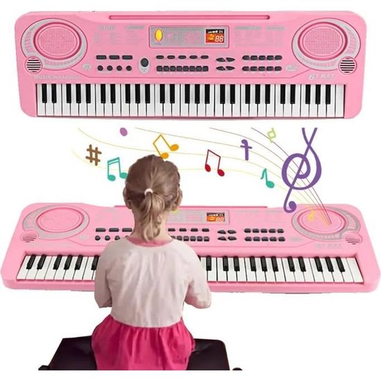 Wakects Piano pour orgue électrique, mini clavier piano musical à 61 touches numérique, avec support feuille de musique, mini enseignement, jouet pour débutants Wakects Piano pour orgue électrique, mini clavier piano musical à 61 touches numérique, avec support feuille de musique, mini enseignement, jouet pour débutants