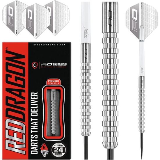 Fléchettes Red Dragon Flightmaster Tungstène 80% - Poids 22g à 28g, Avec Pointes Acier, Vols Et Tiges