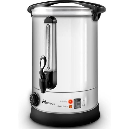 Bouilloire à Vin Chaud En Cuivre 8L Avec Thermostat + 10 Tasses - Parfaite Pour Marchés De Noël Et Fêtes