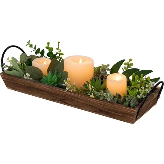 Plateau En Bois Décoratif XXL 95 X 18 Cm - Avec Poignées, Pour Bougies, Service De Table Ou Déco De Noël