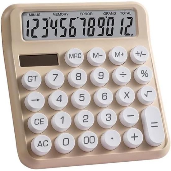 Calculatrice Mécanique Portable Avec Grand écran LCD à 12 Chiffres Et