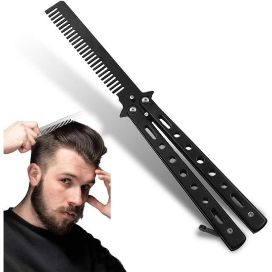 Lot De 2 Peignes Papillon Pliables En Acier Inoxydable – Pour Cheveux, Barbe Et Même Poils D'animaux