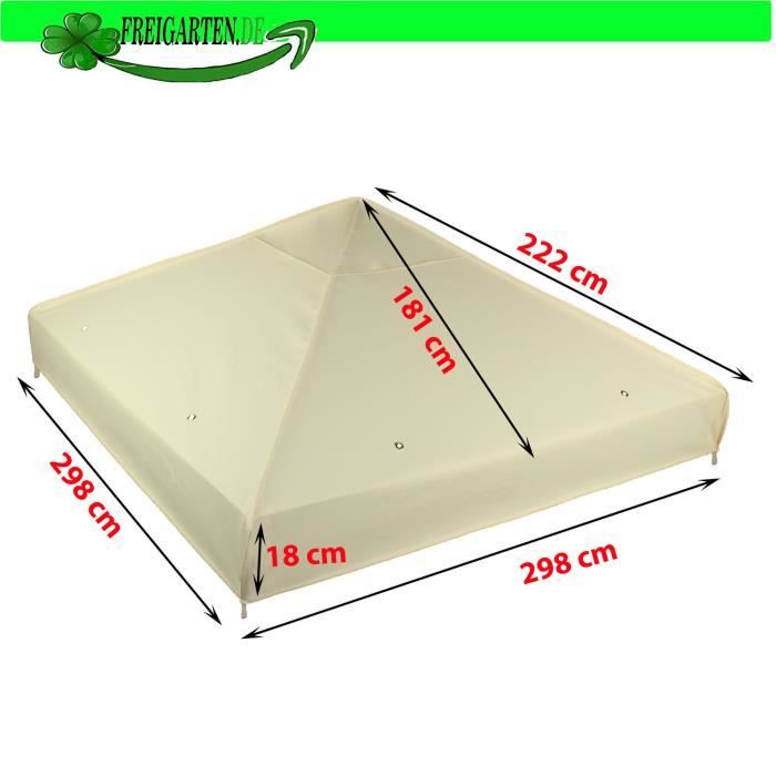 freigarten.de Toiture de rechange pour pavillon 3 x 3 m - en matériau étanche : Panama PCV Soft 370 g/m2 modèle 2 super résistant be