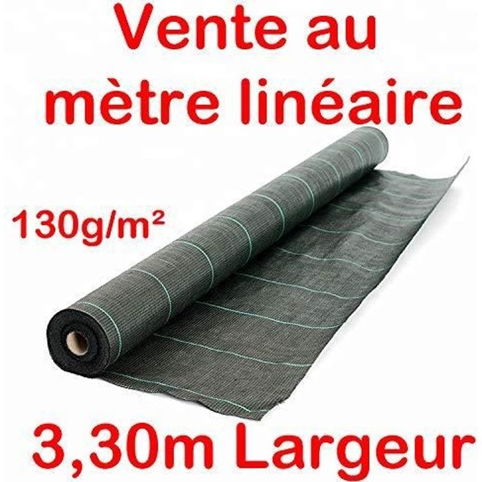 Toile Bache de paillage tissée Anti-Mauvaises Herbes 130g /m2 / Vente au mètre / Largeur 3,30m