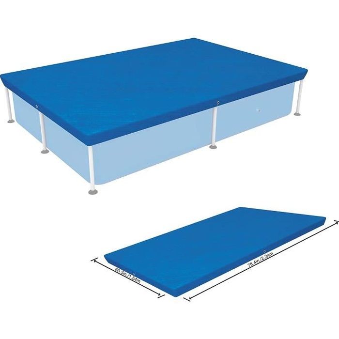 Bâche de Protection pour Piscine Tubulaire Rectangulaire, Couverture De Piscine Rectangulaire, Housse Anti-Pluie - Bleu (220X150CM)