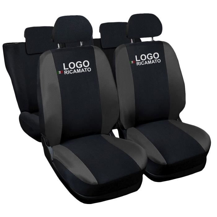 Housses de siège deux-colorés pour compatibles Polo - noir gris foncè