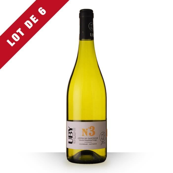 Lot de 6 - Uby N°3 Colombard Côtes de Gascogne Blanc - 75cl