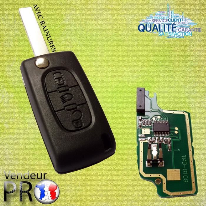 CE0536 ★★★ CLE COMPLETE TELECOMMANDE PLIP CITROEN C2 C3 C4 C5 C6 C8 PICASSO ★★★