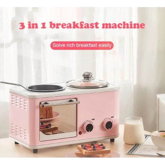 DMWD ménage électrique 3 en 1 petit déjeuner Machine Mini pain grille-pain cuisson four Omelette poêle à frire marmite chaudière ali