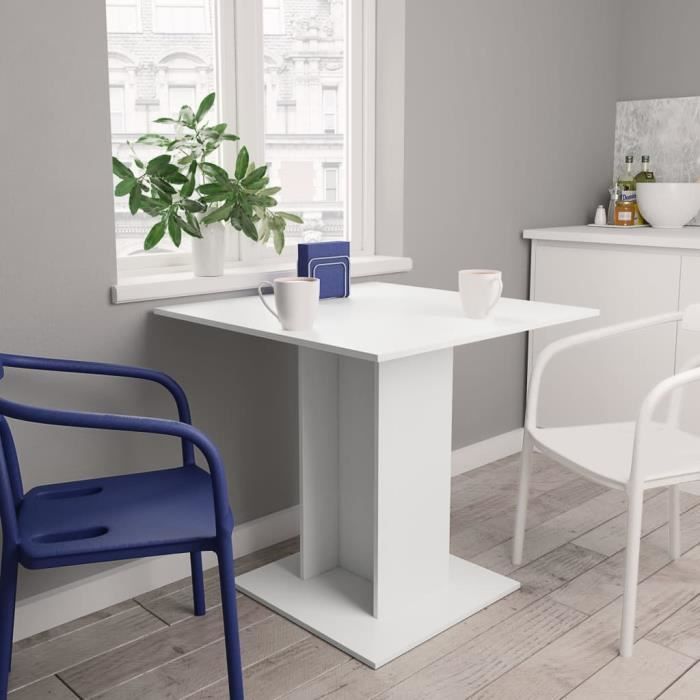 Table à manger 2 à 4 personnes - Style contemporain - 80 x 80 x 75 cm - Blanc