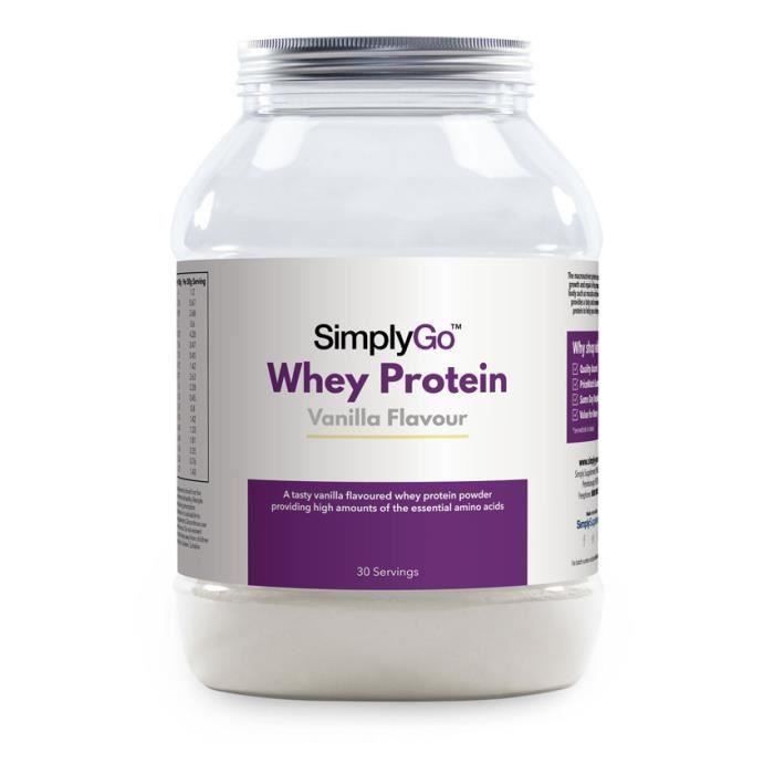 SimplyGo™ Whey - Protéine de Lactosérum en Poudre- Goût Vanille-900g - Adapté aux Végétariens - SimplySupplements