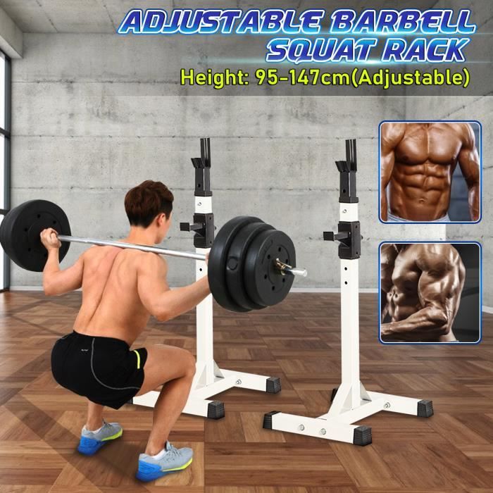 Barre de Traction Squat Rack Support de Musculation Réglable Gym Fitness