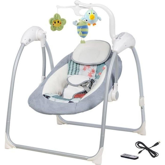 Balancelle electrique LILOU 3 Bebe2luxe Transat bébé :MP3 + télécommande + alim secteur