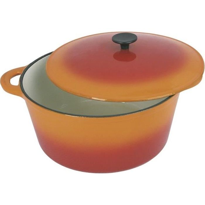 CREALYS GRAND CHEF Cocotte ronde en fonte d'acier émaillée - Ø 21 cm - 2,5 L - Orange - Tous feux dont induction