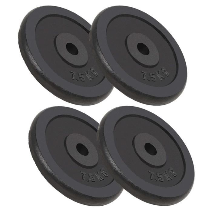 4 pcs Plaque de Poids Disques Haltères en Fonte 30 kg pour Musculation