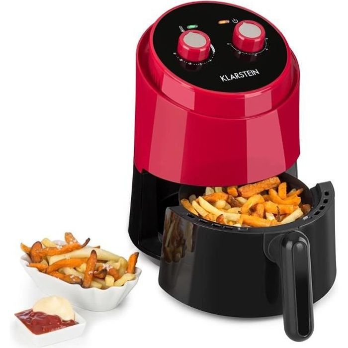 Klarstein Well Air Fry Friteuse à air chaud multifonction 1,5L pour cuisine saine sans huile - Cuve Ø 16cm - 1230W - Rouge