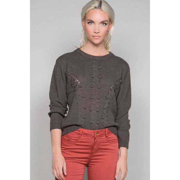 Pull à maille travaillée COCO - Couleur - Brown Kaki, Taille - S
