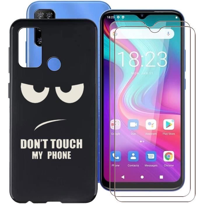 Coque Pour Doogee X96 /Doogee X96 Pro Housse Etui téléphone Yeux Noirs + 2 Pack verre trempé Doux Noir TPU Silicone cover case