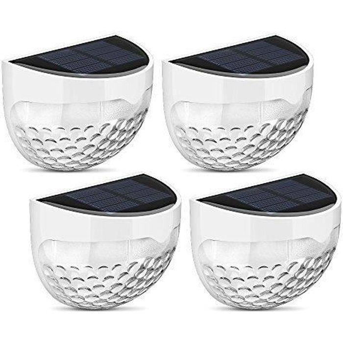 4 PACK Eclairage exterieur sans fil 6 LED Lampe Solaire Extérieure Semi Cercle Etanche avec Détecteur de Mouvement pour l'extérieur