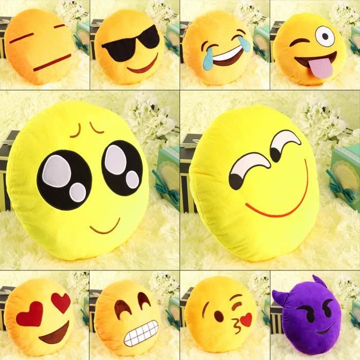 3 pcs Emoji coussin mignon emoticone Canape oreiller confort